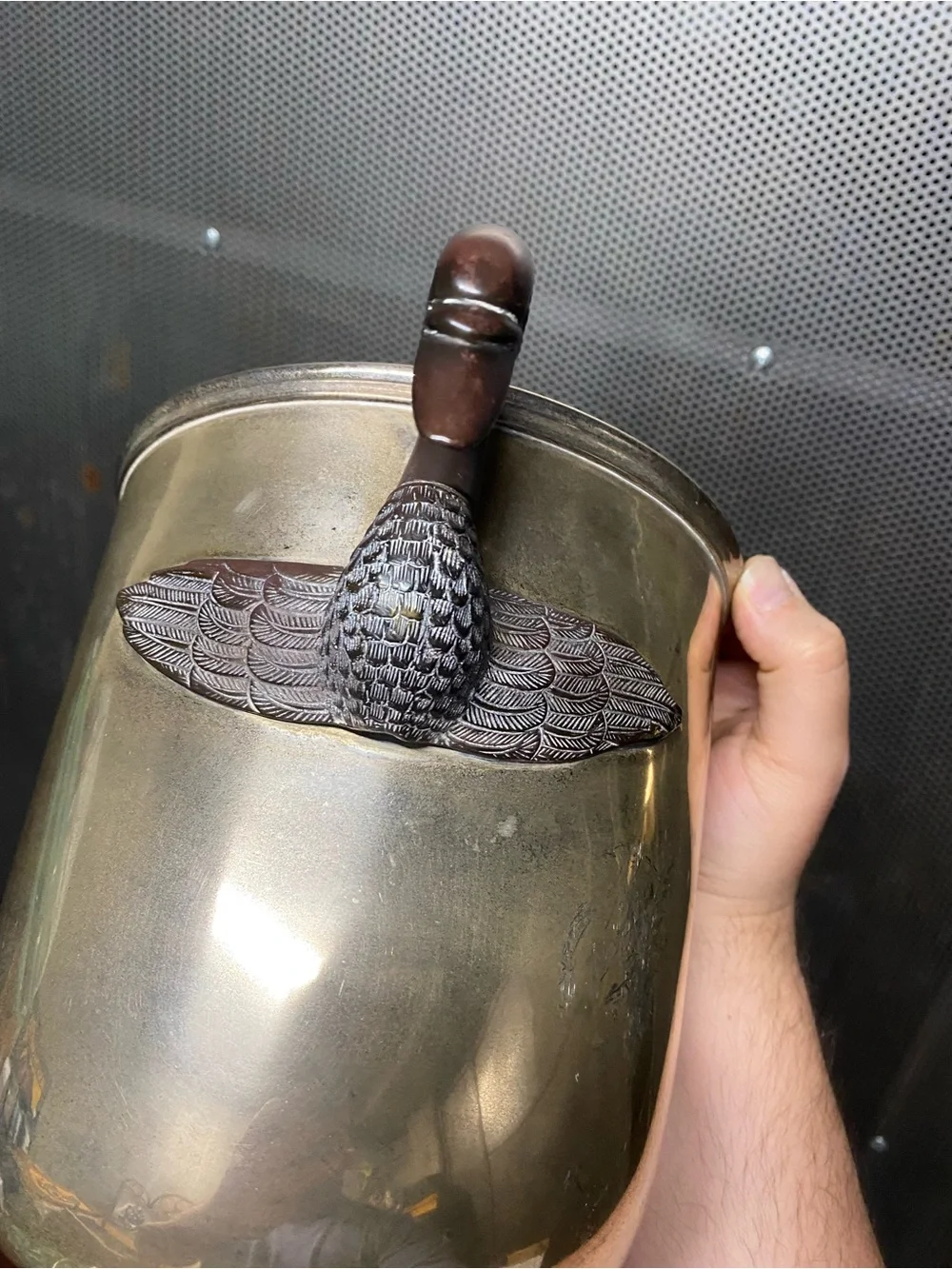 VINTAGE FRENCH REGENCY SWAN NECK ICE BUCKET MCM